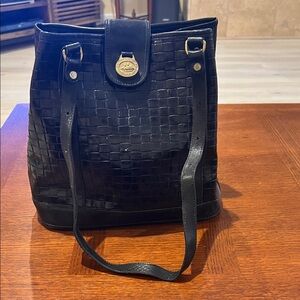Brahmin Black Woven Shoulder Bag